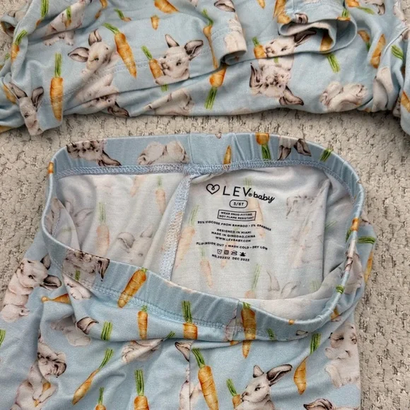 Bamboo Blue Bunny Print Kids Pajamas - Picture 4 of 4